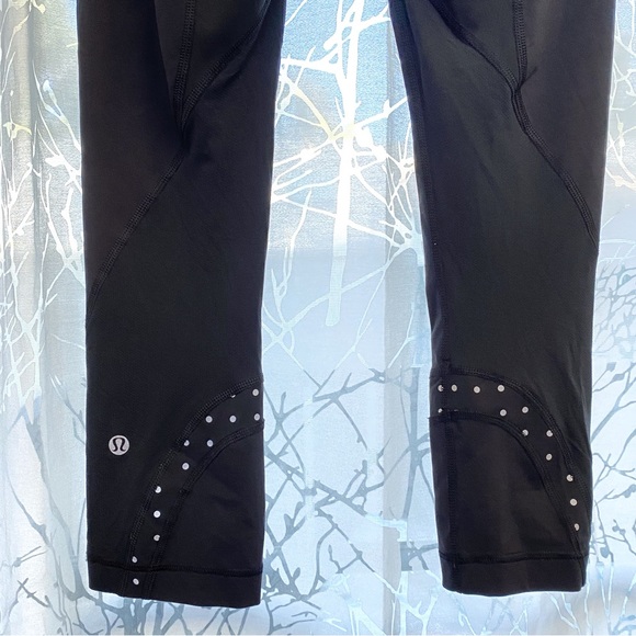 Lululemon black inspire crop block it pocket silver polka dot reflective legging - Picture 3 of 12
